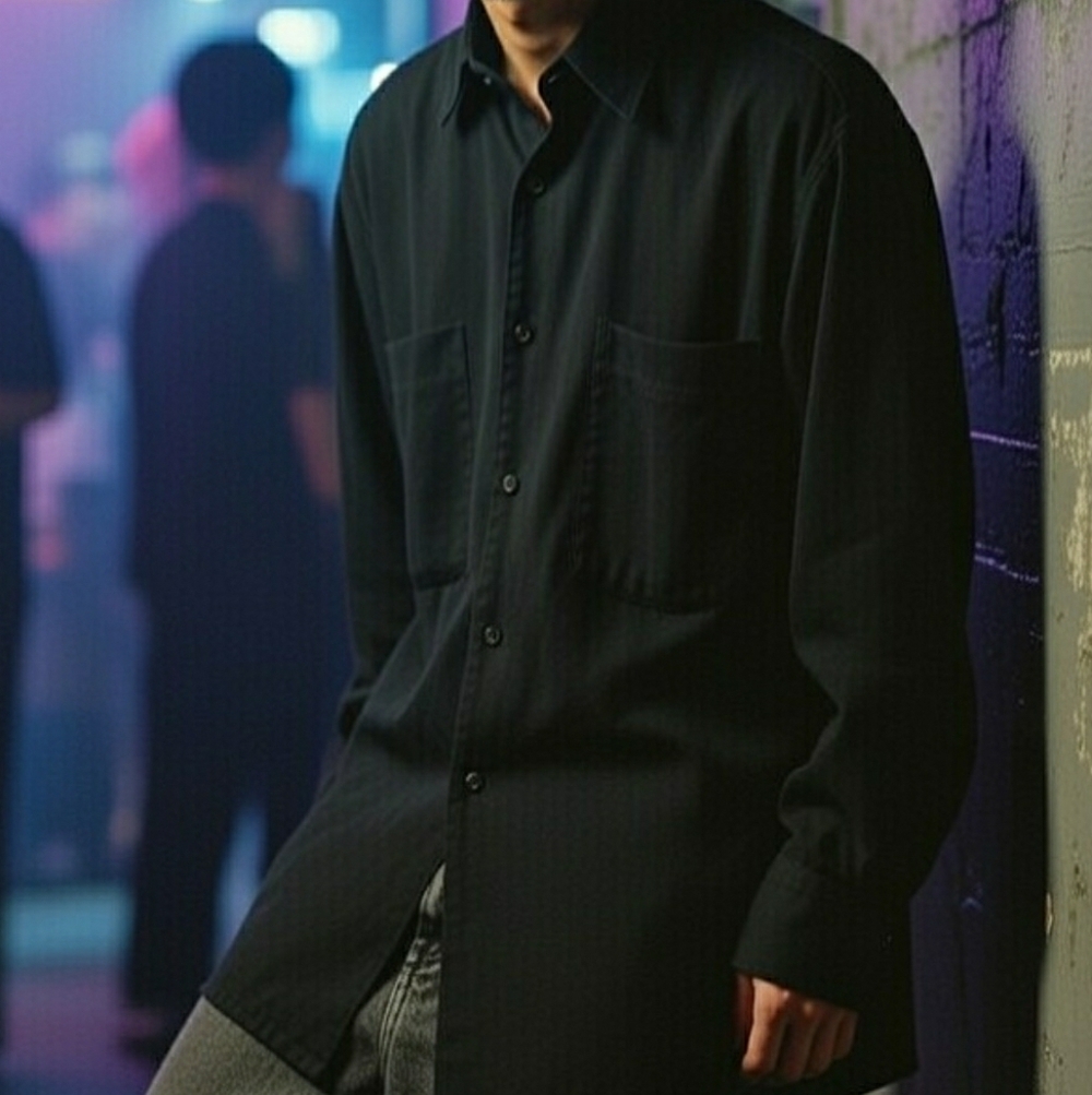 90's Vintage Dress Club Button-up Rayon Shirt IDMF